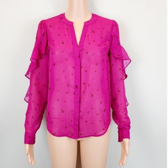 Bar lll pink long sleeve button down blouse SIZE XS - Picture 1 of 8